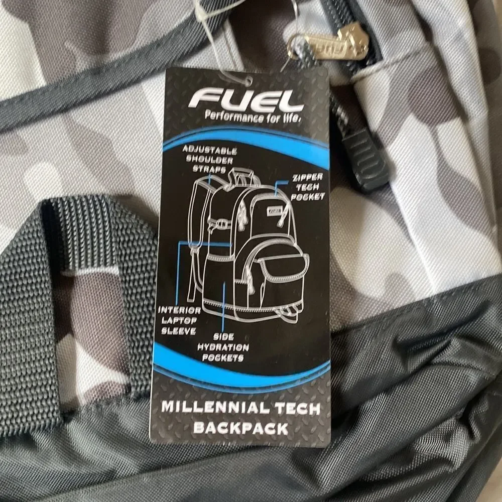 Fuel Millennial Tech Backpack - Army‎ Camo Nwt Grey/Off White